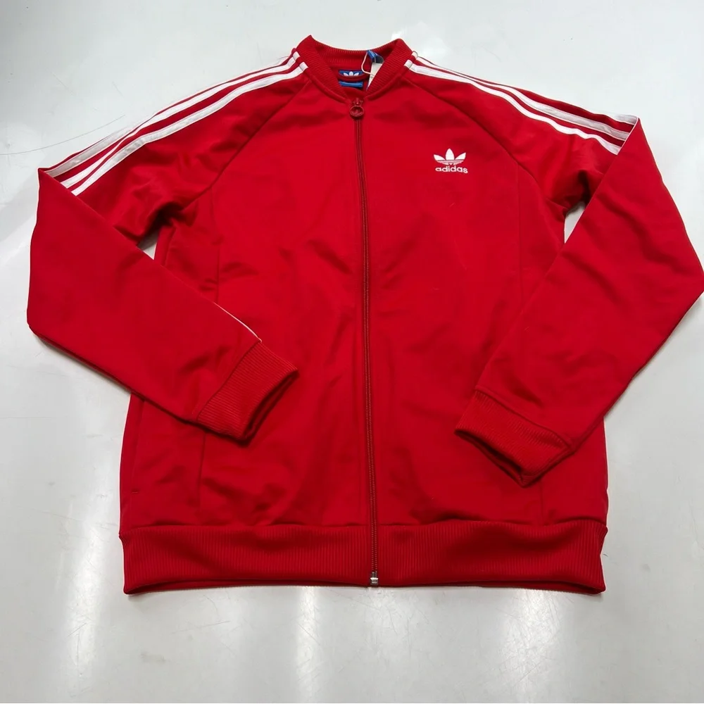 adidas boys red white superstar track jacket XL NWT L107-25 - Picture 2 of 6